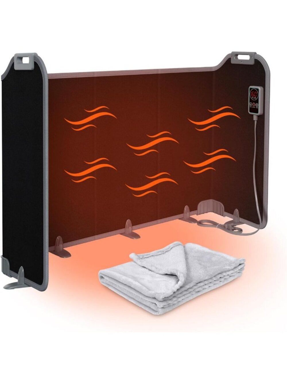 Portable Under Desk Heater - Foldable Space Heater with 12H Timer & 8 Heat